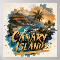 Évasion tropicale aux îles Canaries à l'aquarelle