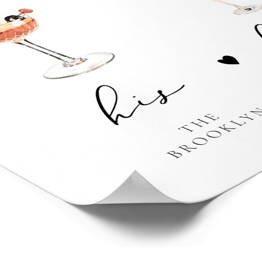 Poster EVELYN Calligraphie Signature Boire Bar Mariage (Coin)