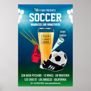Poster Événement de soccer à la barre ajouter le logo