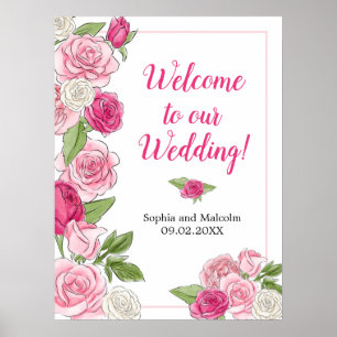 Poster Événement spécial fête de roses aquarelles