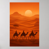 Poster "Evening Caravan | Desert Silhouette Wall Art (Devant)