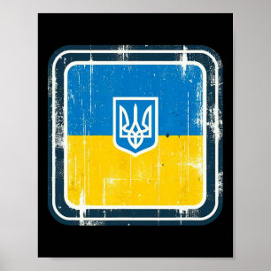 Poster Éventail ukrainien vintage Drapeau de l'Ukraine Ar