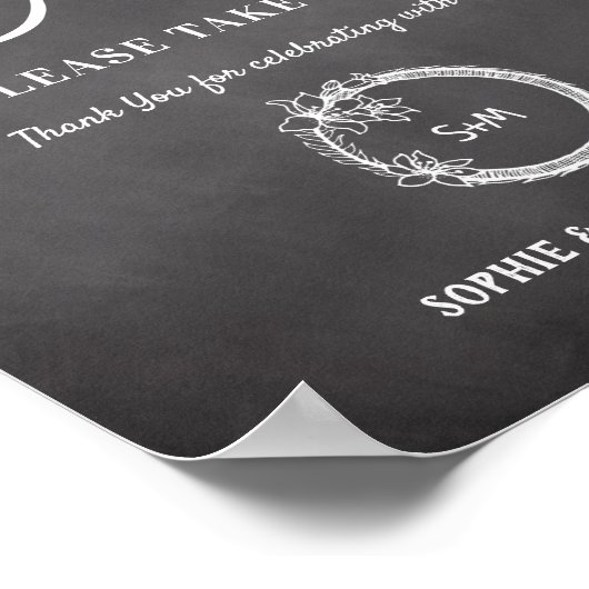 Poster Éventails de programme de mariage noir et blanc Si (Coin)