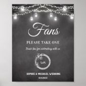 Poster Éventails de programme de mariage noir et blanc Si (Devant)