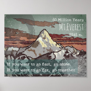 Poster Everest Vintage – Équipe Sherpa Voyage Ensemble