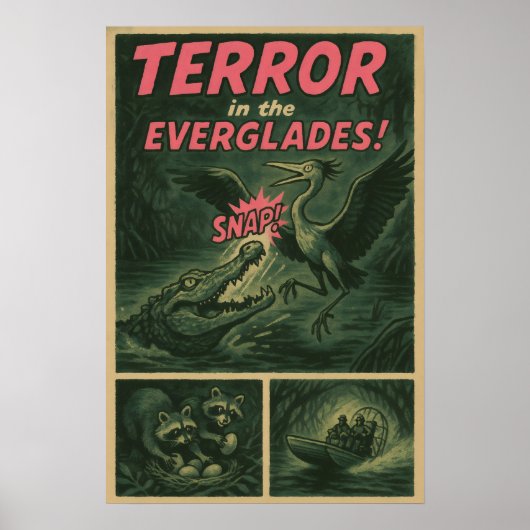 Poster Everglades Comic - Alligator Attaquer Horreur (Devant)