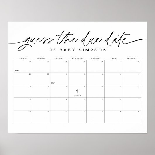 Poster EVERLEIGH devine la date d'échéance Baby shower 16 (Devant)