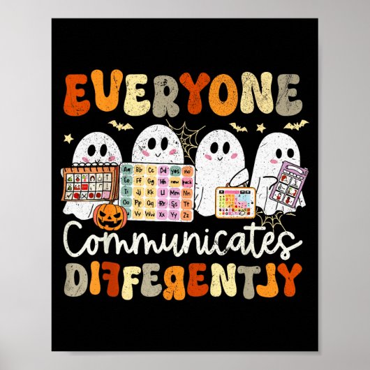 Poster Everyone Communicates Differently Halloween Slp Sp (Devant)