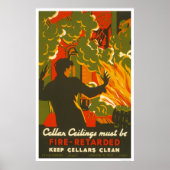 Poster Évitez la cave Fire Clean 1937 WPA (Devant)