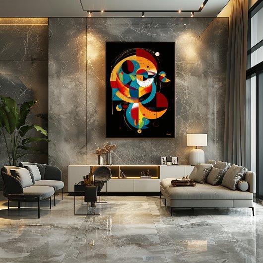 Poster Évolution cosmique – Géométrie abstraite en mouvem