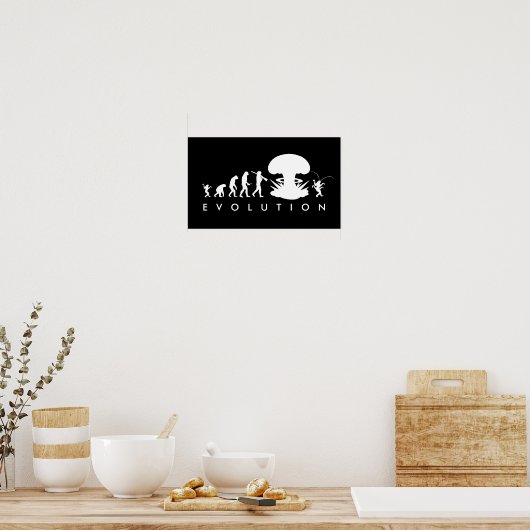 Poster Évolution de l'Homme et du Cafard Graphique d'Évol (Cuisine)