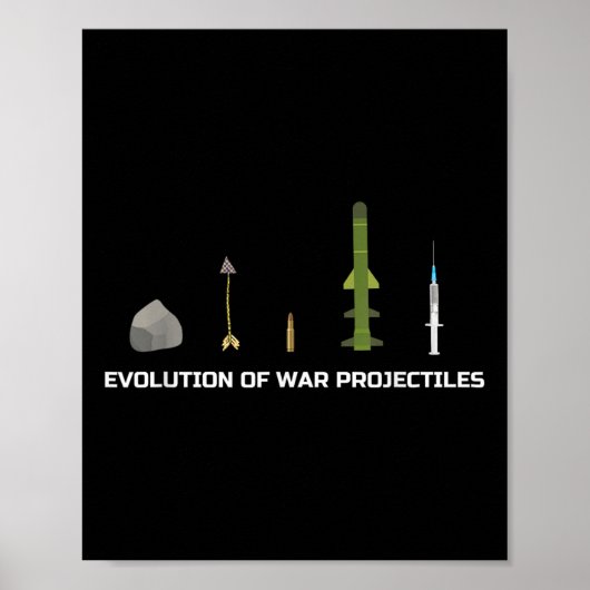 Poster Evolution Des Projectiles De Guerre Mème Anti-Vacc (Devant)