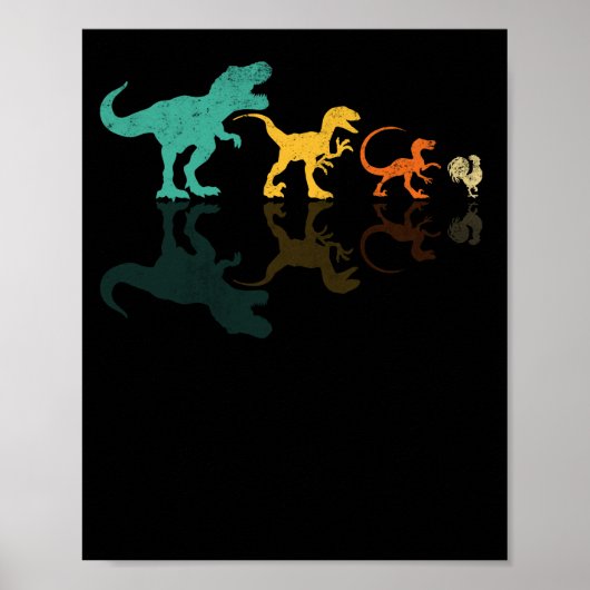 Poster Evolution Dinosaur T Rex Velociraptor Poulet (Devant)
