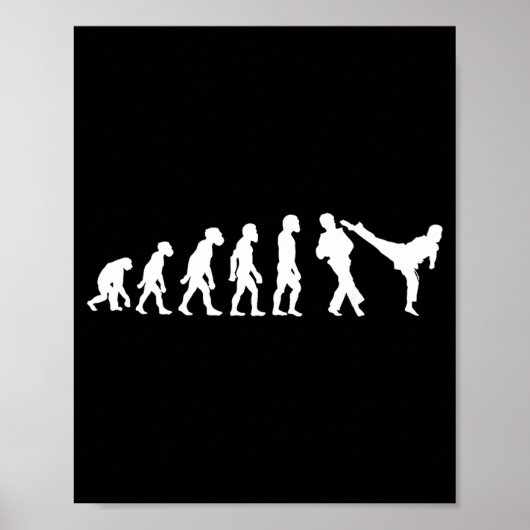 Poster Évolution drôle de combattant de taekwondo humain (Devant)