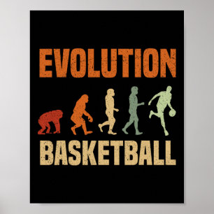Poster Évolution Du Basket-Ball Du Singe Aux Hommes Tous