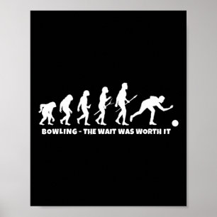 Poster Évolution du bowling - Joueur de bowling drôle et