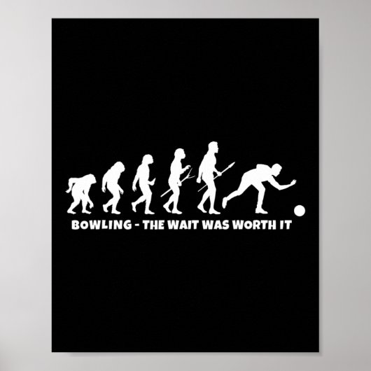 Poster Évolution du bowling - Joueur de bowling drôle et (Devant)