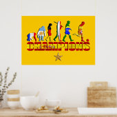 Poster Évolution du football espagnol Espagne Champion du (Cuisine)