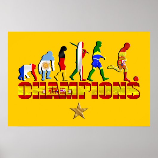 Poster Évolution du football espagnol Espagne Champion du (Devant)
