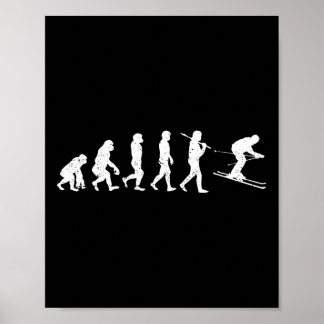 Poster Évolution du ski Hiver Sport Downhill Ski Snowboa