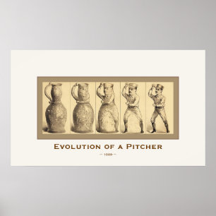 Poster Évolution d'un lanceur ~ 1889 ~ Art Vintage