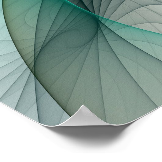 Poster Évolution fractale, Art Abstrait Turquoise d'or (Coin)