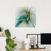 Poster Évolution fractale, Art Abstrait Turquoise d'or (Bureau à domicile)