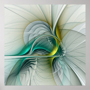 Poster Évolution fractale, Art Abstrait Turquoise d'or