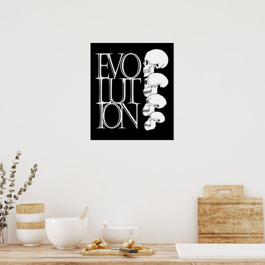 Poster Évolution (noir, avec bordure blanche) (Cuisine)