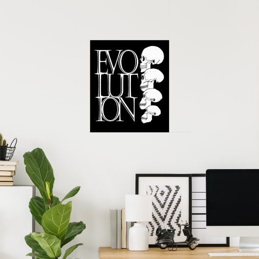 Poster Évolution (noir, avec bordure blanche) (Bureau à domicile)