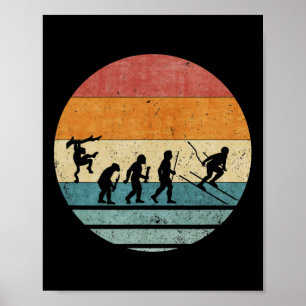 Poster Évolution Rétro Vintage Du Joueur De Ski Skieur Si