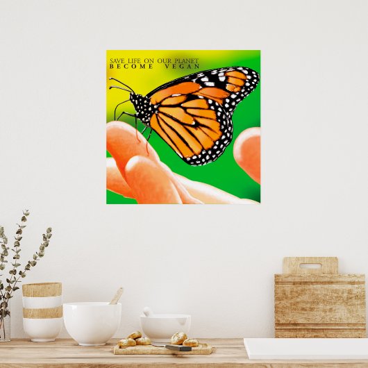 Poster Évolution vers la non-violence. Deviens Vegan. (Cuisine)