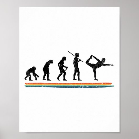 Poster Evolution Yoga Drôle Vintage  (Devant)