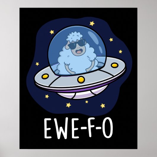 Poster Ewe-F-O Funny UFO Pun Dark BG (Devant)