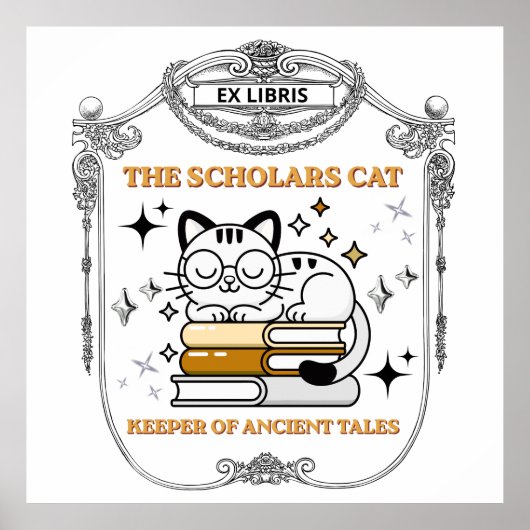 Poster Ex Libris Chat Scolaire Dark Academia (Devant)