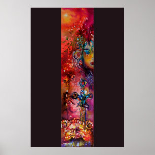 Poster EXCALIBUR Épée Magique Légende Arthurienne Aquarel
