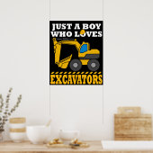 Poster Excavateur Cadeaux Enfants Construction Excavateur (Cuisine)