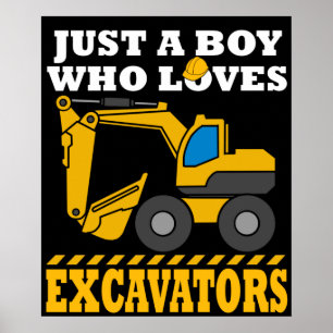 Poster Excavateur Cadeaux Enfants Construction Excavateur