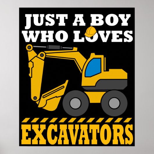 Poster Excavateur Cadeaux Enfants Construction Excavateur (Devant)