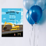 Poster Excavateur Camion de construction Camions fête d'a<br><div class="desc">Belle illustration d'un camion de construction de pelle sur un chantier de construction. Le design parfait pour les passionnés de camion et de machinerie lourde. Cadeau de Noël idéal, cadeau d'anniversaire, décor de garderie, art de chambre pour enfants, décor maison ou retour à l'école. Customisez le nom et faites-le vous-même....</div>