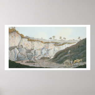 Poster Excavations d'une couche épaisse de lave qui a cou