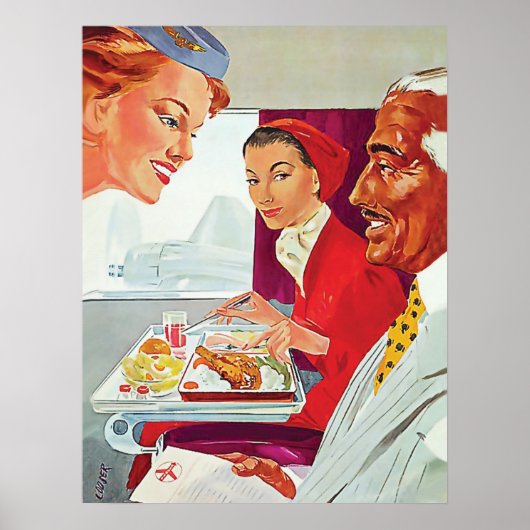 Poster Excellent service en avion (Devant)