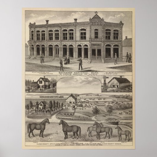 Poster Exchange Banque nationale des Downs, Kansas (Devant)
