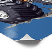 Poster Excitant Dinosaure Bleu T-Rex Monster Truck Thème (Coin)