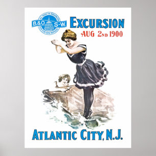 Poster Excursion ferroviaire B+O 1900