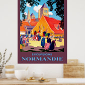 Poster Excursions en Normandie, France, voyage vintage (Cuisine)
