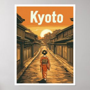 Poster Exemple de Vintage voyage d'art Kyoto Japon