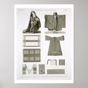 Poster Exemples des costumes en soie et égyptiens, de