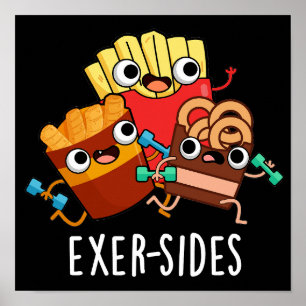 Poster Exer-side Funny Exercice Pun Dark BG