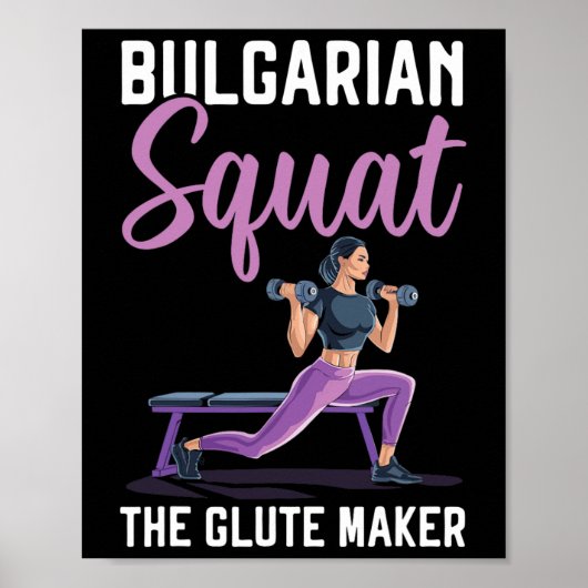 Poster Exercice de squat bulgare musculation fitness (Devant)